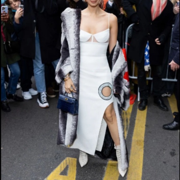 24/hr sale💗Josephine Blanc luxury runway couture bodycon white dress rhinestone - Picture 2 of 9